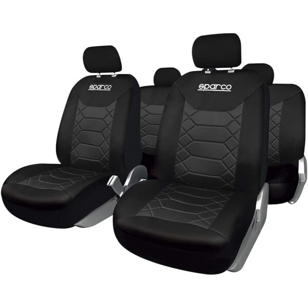 Set Huse Scaune Auto Sparco Sport, negru, 9 bucati