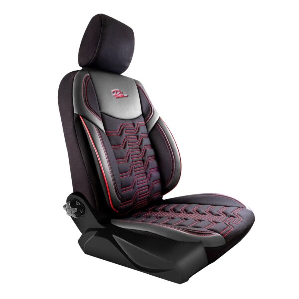 Set Huse Scaune Auto Panda Berlin, negru cu cusatura rosie, 11 piese